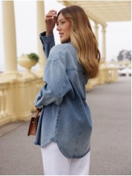 Blue denim jacket with an oversized fit