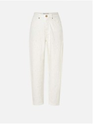 White denim trousers with a perforated effect