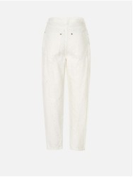 White denim trousers with a perforated effect