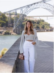 Long knit cardigan with wide sleeves