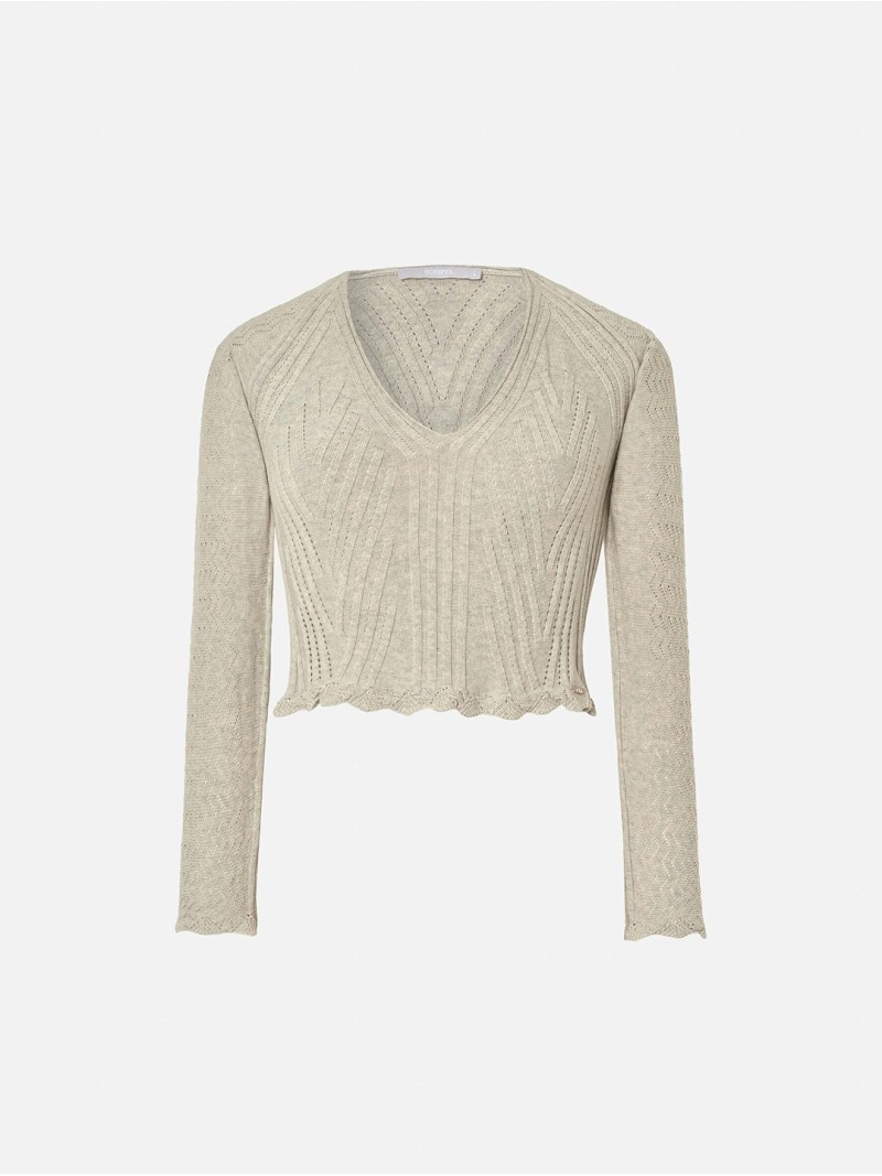 Camisola em malha com decote em V
