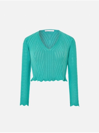 Camisola em malha com decote em V