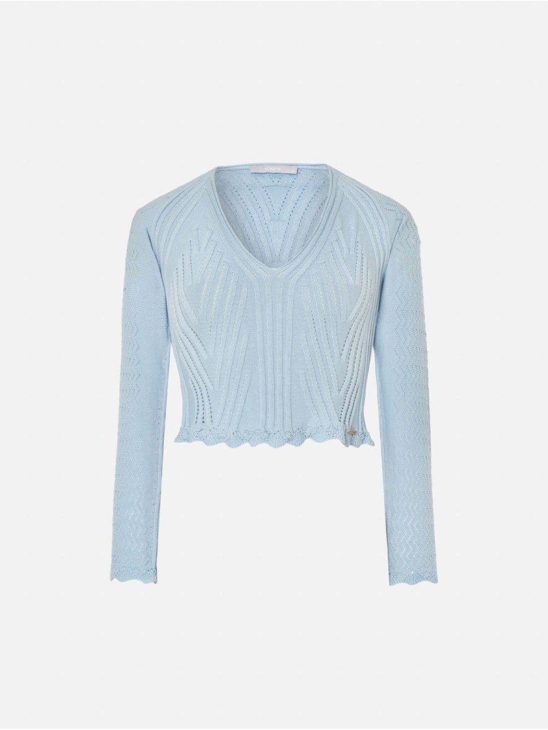 Camisola em malha com decote em V