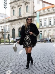 Casaco com efeito de pelo longo