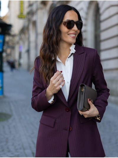 Blazer em tecido às riscas