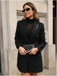 Blazer efeito fantasia e detalhe metálico