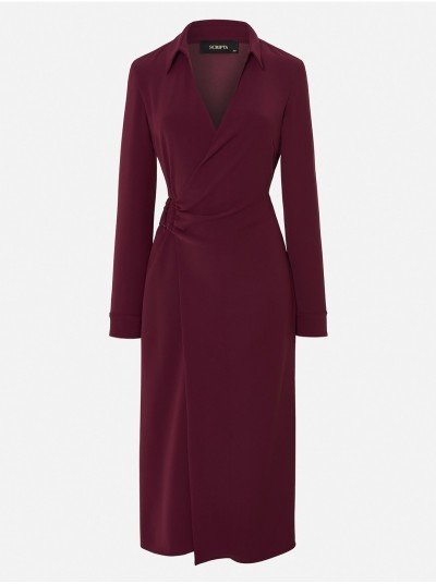 Vestido midi com golas em aba