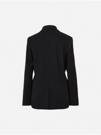 Blazer em tecido riscado