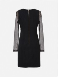 Vestido riscado com detalhe de transparência
