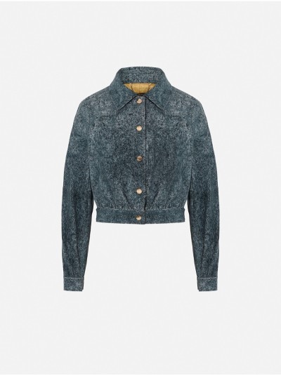 Casaco estampado com gola de abas