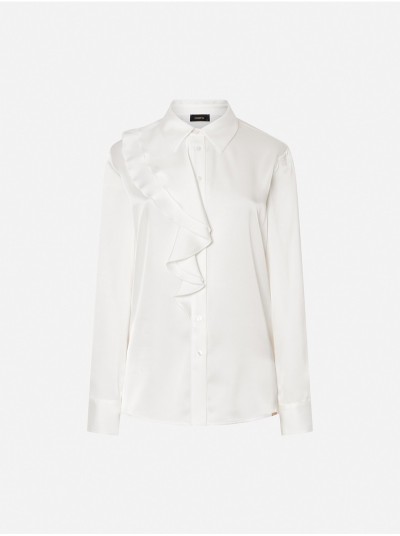 Blusa lisa com detalhe de folho