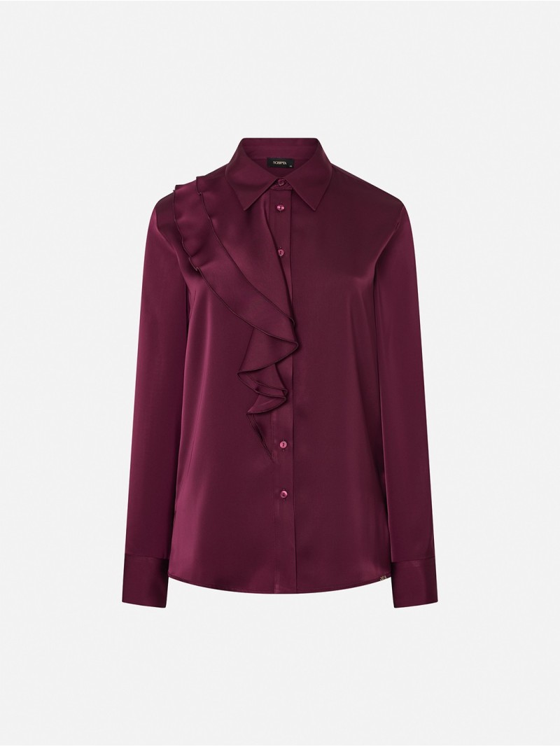 Blusa lisa com detalhe de folho