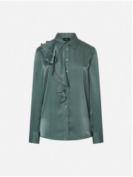 Blusa lisa com detalhe de folho