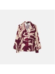 Blusa estampada com decote em V e manga abalonada