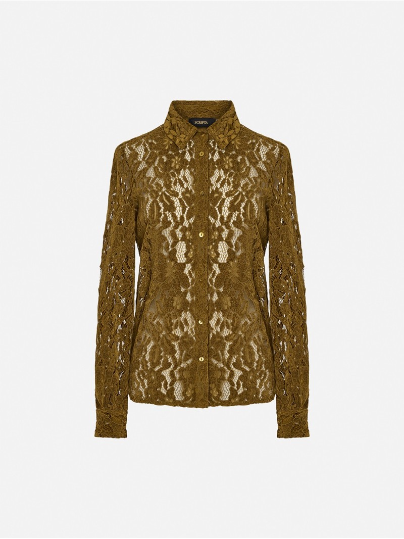 Blusa em renda com botões à cor