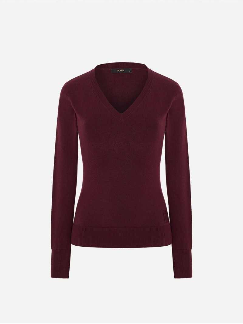 Camisola lisa com gola em V
