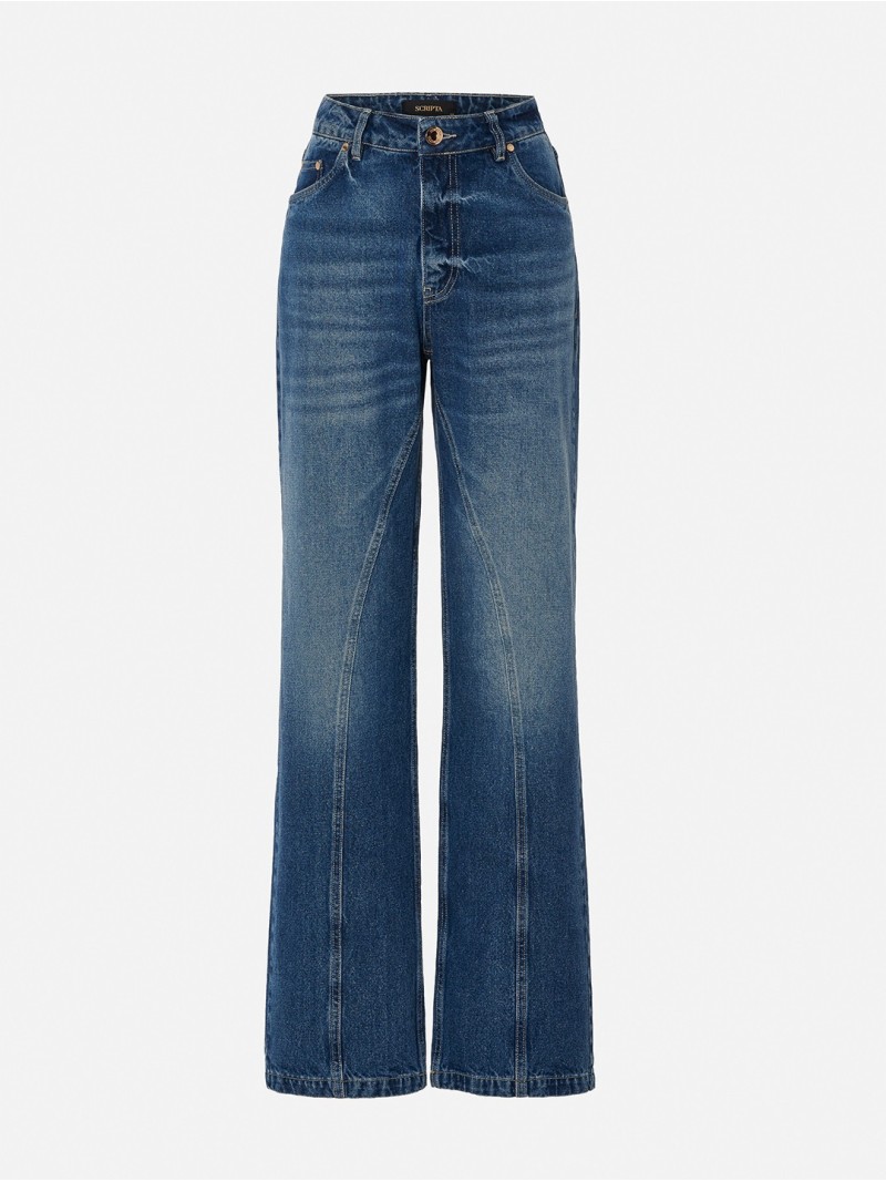 Calça de ganga com detalhe de costura 
