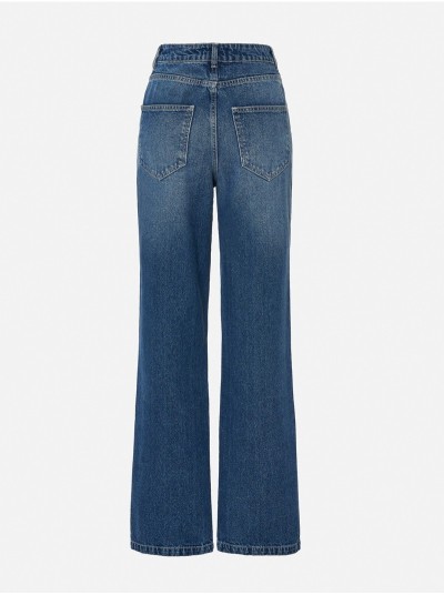 Calça de ganga com detalhe de costura 