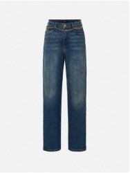 Calça de ganga com detalhe de corrente
