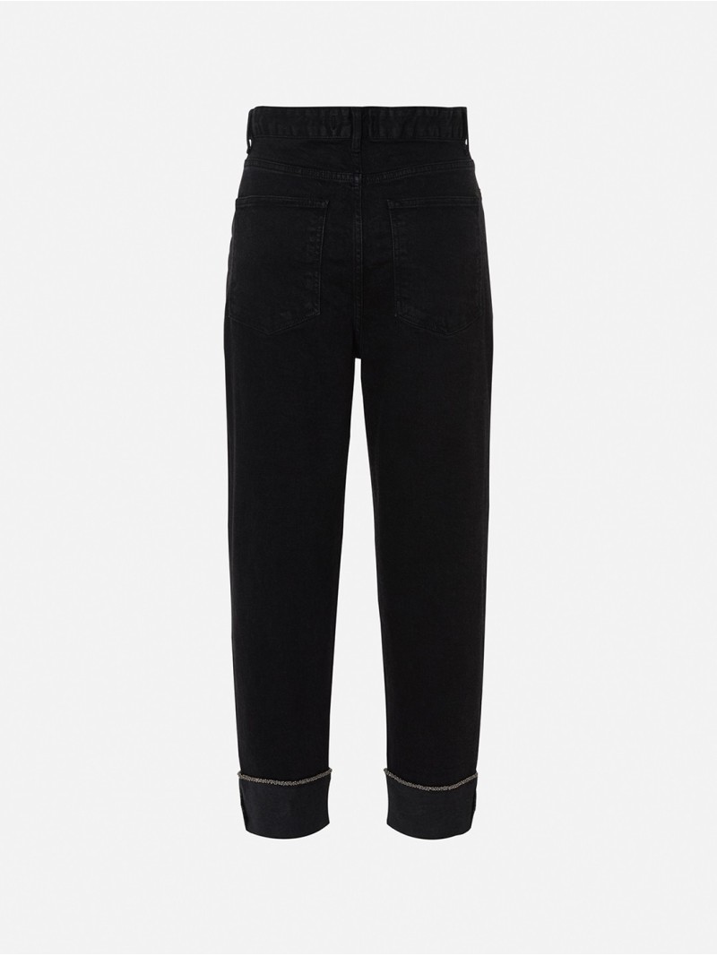 Calça de ganga preta com detalhes brilhantes