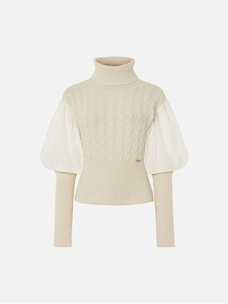 Camisola com gola alta e efeito abalonado