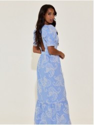 Long dress with embroidery and back slit