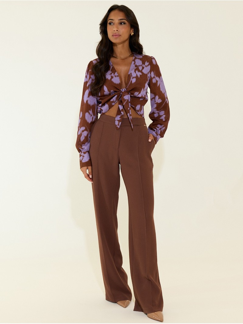 Printed blouse with knot