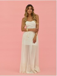 Long dress with embroidered detail