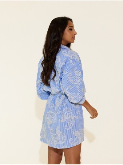 Tunic with belt and embroidered details