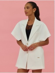 Straight-cut vest with metal buttons