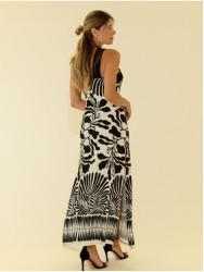 Printed knit dress with side slit