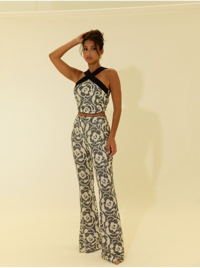 Calça boca de sino de lantejoulas