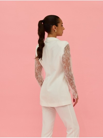 Blazer with lace sleeves