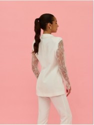 Blazer with lace sleeves