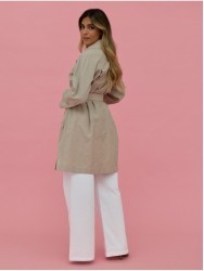 Plain gabardine coat with buttons