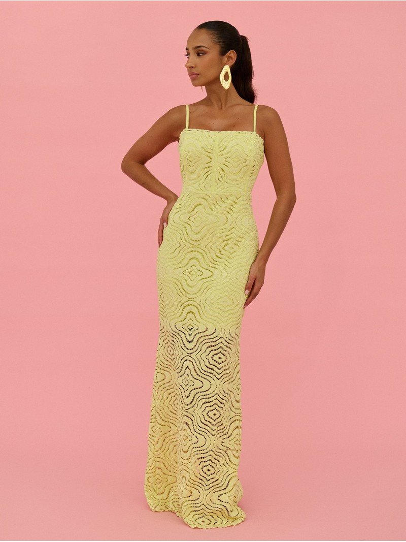 Long lace dress with thin straps