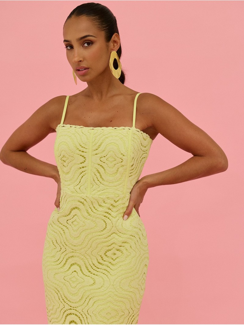 Long lace dress with thin straps