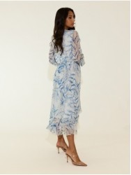 Printed midi dress with metallic thread
