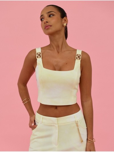 Short tie-dye top with metallic detail