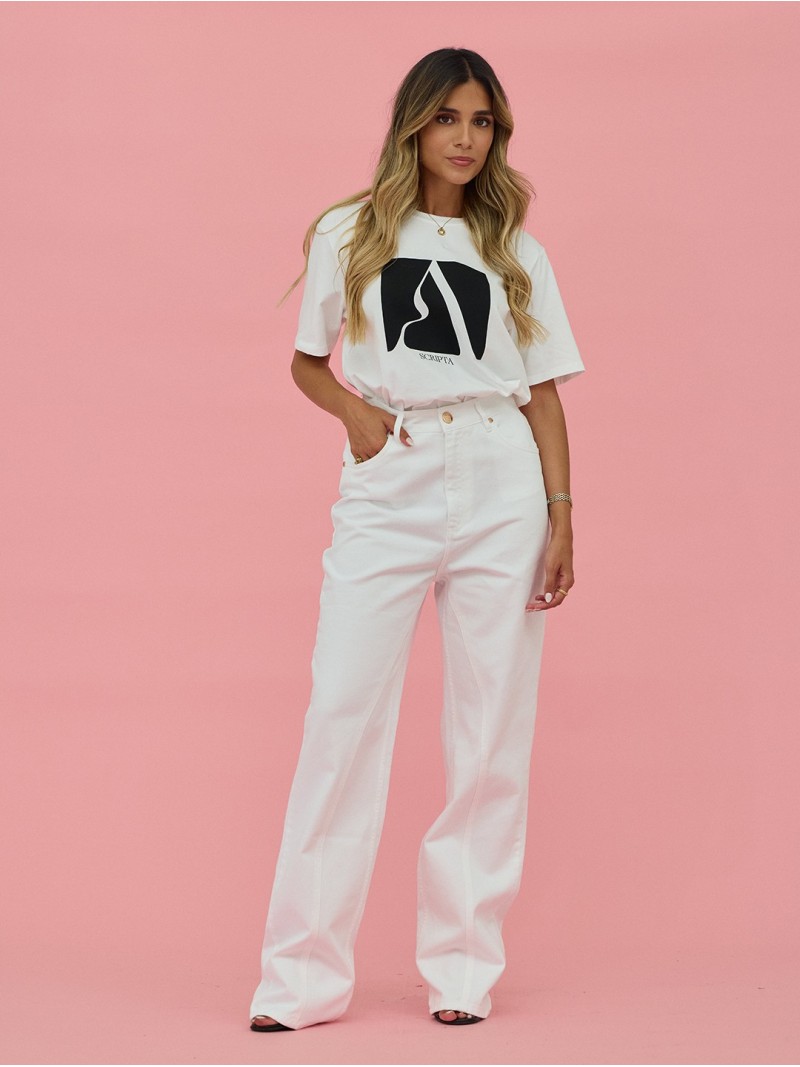 T-shirt em algodão com logo a contrastar
