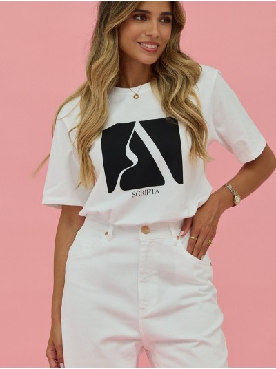 T-shirt em algodão com logo a contrastar