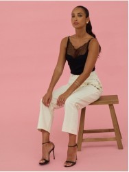 Thin-strapped top with lace