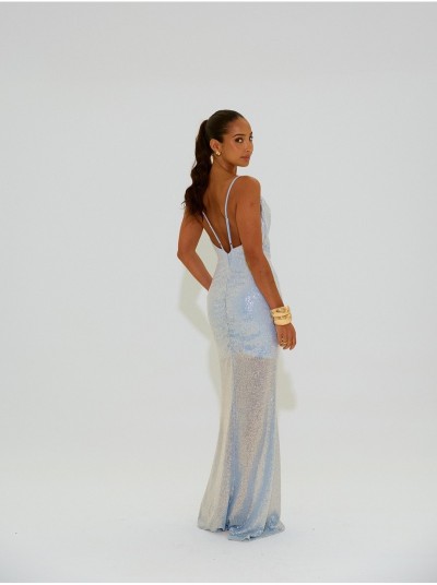 Sequin dress with draped neckline