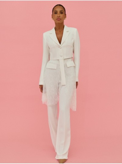 Fabric and lace blazer