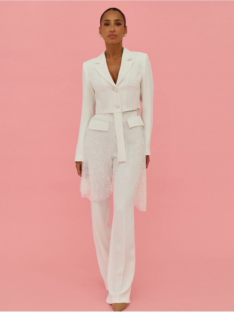 Fabric and lace blazer