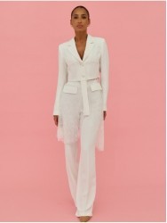 Fabric and lace blazer