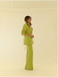 Flared trousers in plain fabric