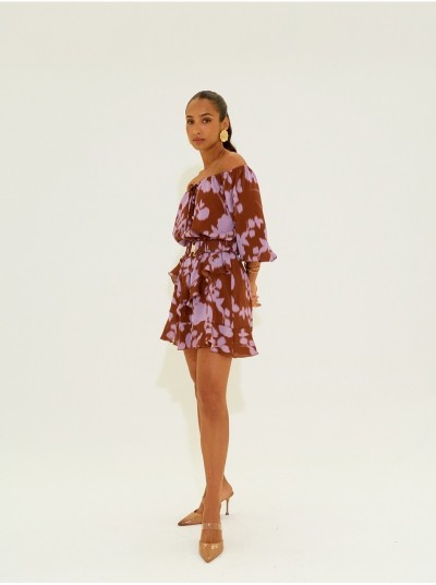 Printed jumpsuit with boat neckline