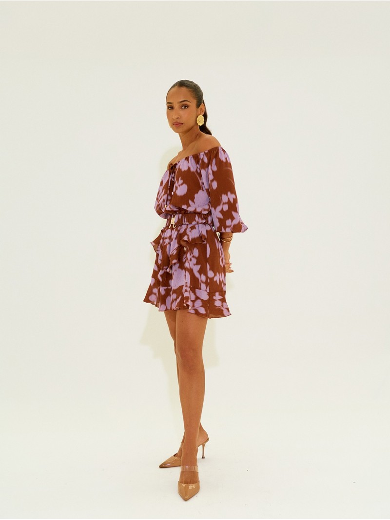 Printed jumpsuit with boat neckline