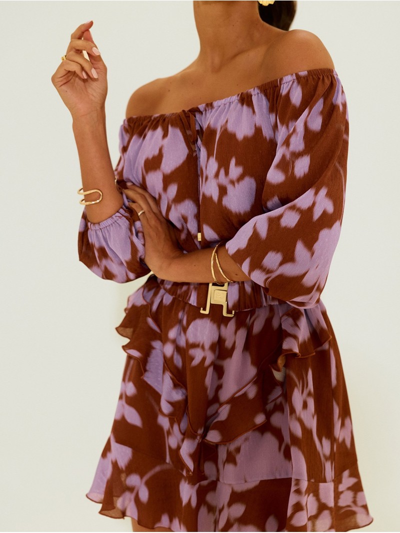 Printed jumpsuit with boat neckline